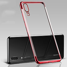 Silikon Schutzhülle Ultra Dünn Flexible Tasche Durchsichtig Transparent S09 für Huawei P20 Rot
