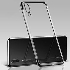 Silikon Schutzhülle Ultra Dünn Flexible Tasche Durchsichtig Transparent S09 für Huawei P20 Schwarz