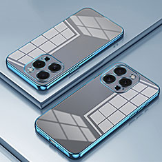 Silikon Schutzhülle Ultra Dünn Flexible Tasche Durchsichtig Transparent SY1 für Apple iPhone 14 Pro Max Blau