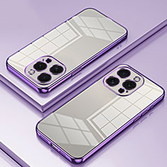 Silikon Schutzhülle Ultra Dünn Flexible Tasche Durchsichtig Transparent SY1 für Apple iPhone 15 Pro Violett