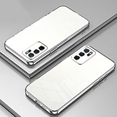 Silikon Schutzhülle Ultra Dünn Flexible Tasche Durchsichtig Transparent SY1 für Oppo A16 Silber