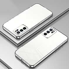 Silikon Schutzhülle Ultra Dünn Flexible Tasche Durchsichtig Transparent SY1 für Oppo A54s Silber