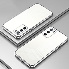 Silikon Schutzhülle Ultra Dünn Flexible Tasche Durchsichtig Transparent SY1 für Oppo A55 5G Silber