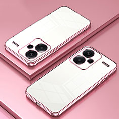 Silikon Schutzhülle Ultra Dünn Flexible Tasche Durchsichtig Transparent SY1 für Xiaomi Redmi Note 13 Pro+ Plus 5G Rosegold