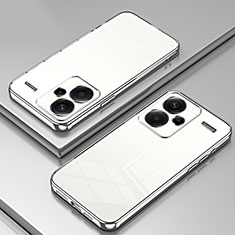 Silikon Schutzhülle Ultra Dünn Flexible Tasche Durchsichtig Transparent SY1 für Xiaomi Redmi Note 13 Pro+ Plus 5G Silber