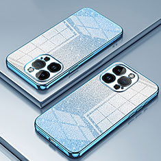 Silikon Schutzhülle Ultra Dünn Flexible Tasche Durchsichtig Transparent SY2 für Apple iPhone 14 Pro Max Blau
