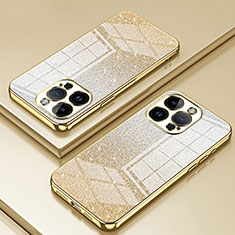 Silikon Schutzhülle Ultra Dünn Flexible Tasche Durchsichtig Transparent SY2 für Apple iPhone 14 Pro Max Gold