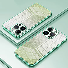 Silikon Schutzhülle Ultra Dünn Flexible Tasche Durchsichtig Transparent SY2 für Apple iPhone 14 Pro Max Grün