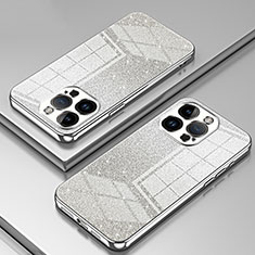 Silikon Schutzhülle Ultra Dünn Flexible Tasche Durchsichtig Transparent SY2 für Apple iPhone 14 Pro Max Silber