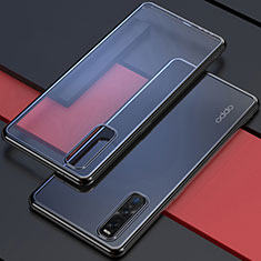 Silikon Schutzhülle Ultra Dünn Flexible Tasche Durchsichtig Transparent U01 für Oppo Find X2 Pro Schwarz