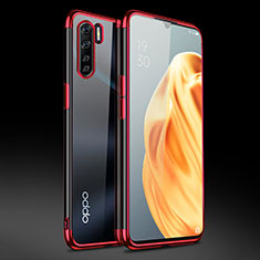 Silikon Schutzhülle Ultra Dünn Flexible Tasche Durchsichtig Transparent Z01 für Oppo F15 Rot