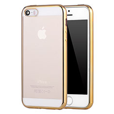 Silikon Schutzhülle Ultra Dünn Schutzhülle Tasche Durchsichtig Transparent H05 für Apple iPhone 5S Gold