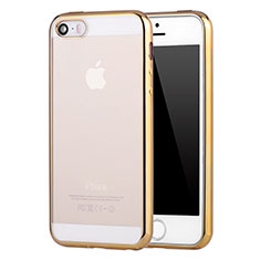 Silikon Schutzhülle Ultra Dünn Schutzhülle Tasche Durchsichtig Transparent H05 für Apple iPhone SE Gold
