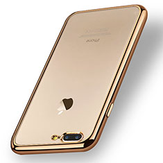 Silikon Schutzhülle Ultra Dünn Tasche Durchsichtig Transparent A08 für Apple iPhone 8 Plus Gold