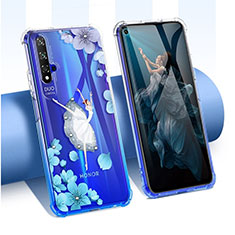 Silikon Schutzhülle Ultra Dünn Tasche Durchsichtig Transparent Blumen für Huawei Honor 20S Weiß