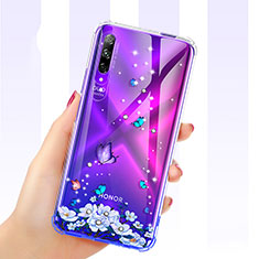 Silikon Schutzhülle Ultra Dünn Tasche Durchsichtig Transparent Blumen für Huawei Y9s Violett