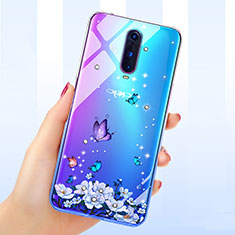 Silikon Schutzhülle Ultra Dünn Tasche Durchsichtig Transparent Blumen für Oppo R17 Pro Blau