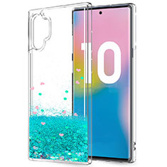 Silikon Schutzhülle Ultra Dünn Tasche Durchsichtig Transparent Blumen für Samsung Galaxy Note 10 Plus 5G Grün