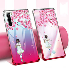 Silikon Schutzhülle Ultra Dünn Tasche Durchsichtig Transparent Blumen für Xiaomi Redmi Note 8 (2021) Rosa