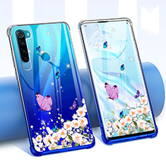 Silikon Schutzhülle Ultra Dünn Tasche Durchsichtig Transparent Blumen für Xiaomi Redmi Note 8 (2021) Violett