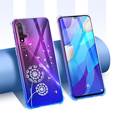 Silikon Schutzhülle Ultra Dünn Tasche Durchsichtig Transparent Blumen T01 für Huawei Nova 5 Pro Weiß