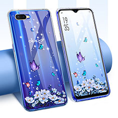 Silikon Schutzhülle Ultra Dünn Tasche Durchsichtig Transparent Blumen T01 für Oppo R15X Violett