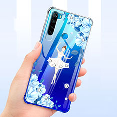 Silikon Schutzhülle Ultra Dünn Tasche Durchsichtig Transparent Blumen T01 für Xiaomi Redmi Note 8 Weiß