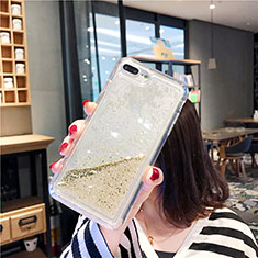 Silikon Schutzhülle Ultra Dünn Tasche Durchsichtig Transparent Blumen T02 für Apple iPhone 7 Plus Gold