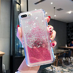 Silikon Schutzhülle Ultra Dünn Tasche Durchsichtig Transparent Blumen T02 für Apple iPhone 8 Plus Rot