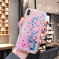 Silikon Schutzhülle Ultra Dünn Tasche Durchsichtig Transparent Blumen T02 für Apple iPhone X Rosa