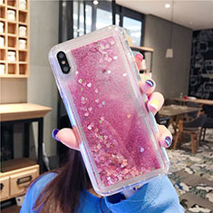 Silikon Schutzhülle Ultra Dünn Tasche Durchsichtig Transparent Blumen T02 für Apple iPhone X Rosegold