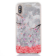 Silikon Schutzhülle Ultra Dünn Tasche Durchsichtig Transparent Blumen T04 für Apple iPhone Xs Weiß