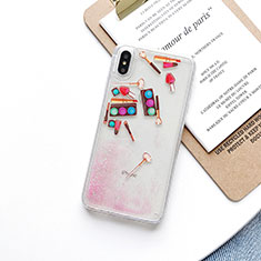 Silikon Schutzhülle Ultra Dünn Tasche Durchsichtig Transparent Blumen T11 für Apple iPhone Xs Max Rosa