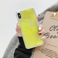 Silikon Schutzhülle Ultra Dünn Tasche Durchsichtig Transparent Blumen T12 für Apple iPhone X Gelb