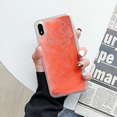 Silikon Schutzhülle Ultra Dünn Tasche Durchsichtig Transparent Blumen T12 für Apple iPhone XR Orange