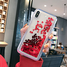 Silikon Schutzhülle Ultra Dünn Tasche Durchsichtig Transparent Blumen T14 für Apple iPhone X Rot