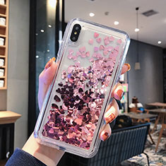 Silikon Schutzhülle Ultra Dünn Tasche Durchsichtig Transparent Blumen T14 für Apple iPhone Xs Rosegold