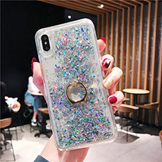 Silikon Schutzhülle Ultra Dünn Tasche Durchsichtig Transparent Blumen T25 für Apple iPhone Xs Max Hellblau