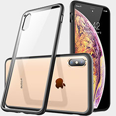 Silikon Schutzhülle Ultra Dünn Tasche Durchsichtig Transparent C06 für Apple iPhone Xs Schwarz