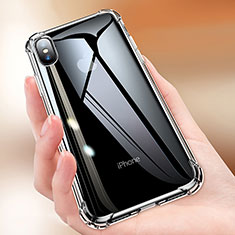 Silikon Schutzhülle Ultra Dünn Tasche Durchsichtig Transparent C15 für Apple iPhone X Schwarz