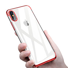 Silikon Schutzhülle Ultra Dünn Tasche Durchsichtig Transparent C16 für Apple iPhone Xs Rot