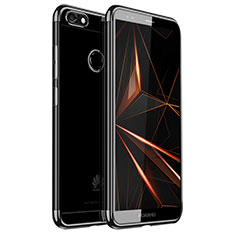 Silikon Schutzhülle Ultra Dünn Tasche Durchsichtig Transparent H01 für Huawei Y6 Pro (2017) Schwarz