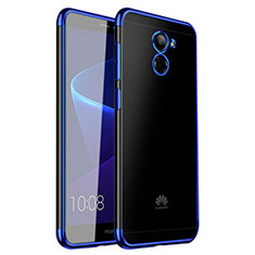 Silikon Schutzhülle Ultra Dünn Tasche Durchsichtig Transparent H01 für Huawei Y7 Prime Blau