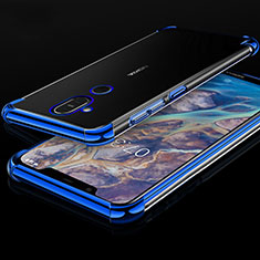 Silikon Schutzhülle Ultra Dünn Tasche Durchsichtig Transparent H01 für Nokia 7.1 Plus Blau