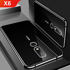 Silikon Schutzhülle Ultra Dünn Tasche Durchsichtig Transparent H01 für Nokia X6 Schwarz
