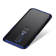 Silikon Schutzhülle Ultra Dünn Tasche Durchsichtig Transparent H01 für OnePlus 6 Blau