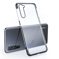 Silikon Schutzhülle Ultra Dünn Tasche Durchsichtig Transparent H01 für Oppo F15 Schwarz