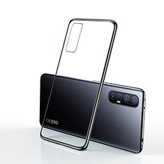 Silikon Schutzhülle Ultra Dünn Tasche Durchsichtig Transparent H01 für Oppo Reno3 Pro Schwarz