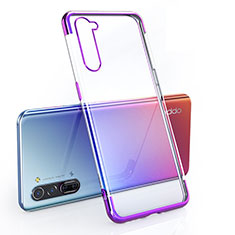 Silikon Schutzhülle Ultra Dünn Tasche Durchsichtig Transparent H01 für Oppo Reno3 Violett