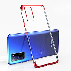 Silikon Schutzhülle Ultra Dünn Tasche Durchsichtig Transparent H02 für Huawei Honor V30 Pro 5G Rot